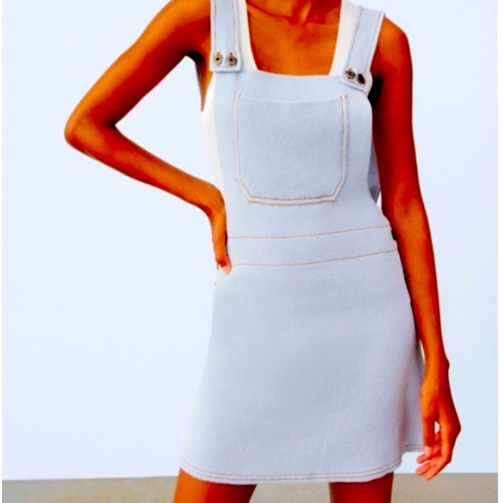 New Zara Knit Overalls Mini Dress